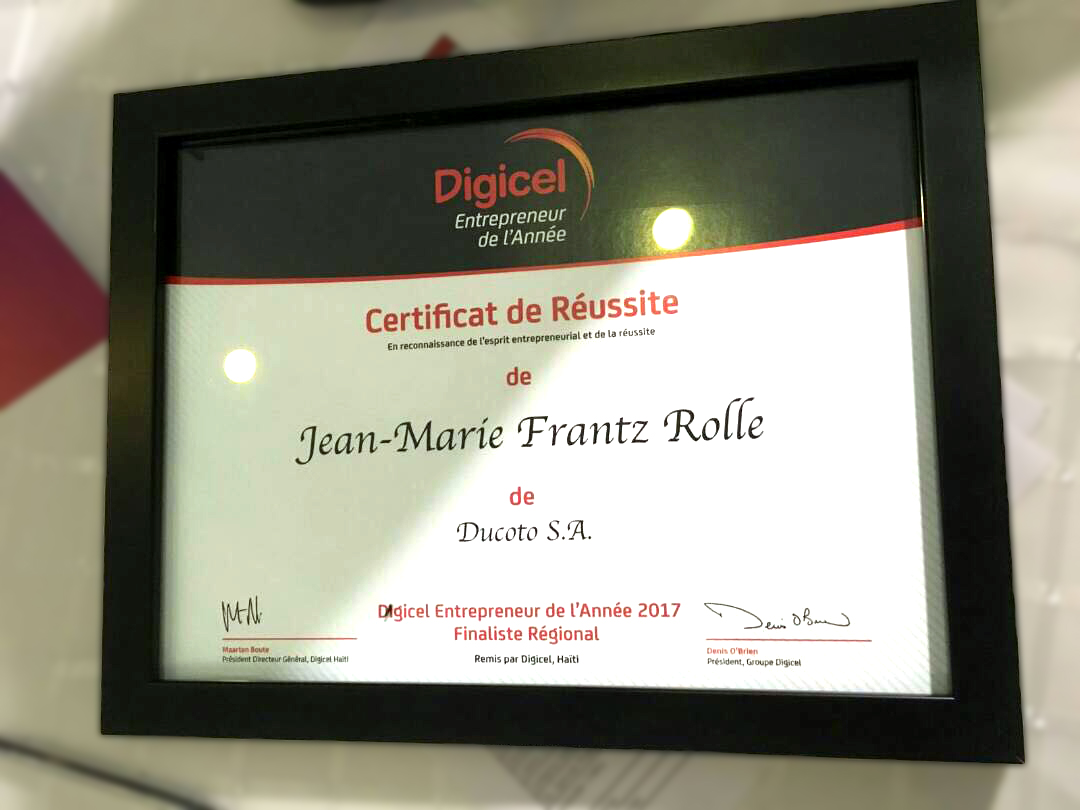 Digicel Certificate to Ducoto